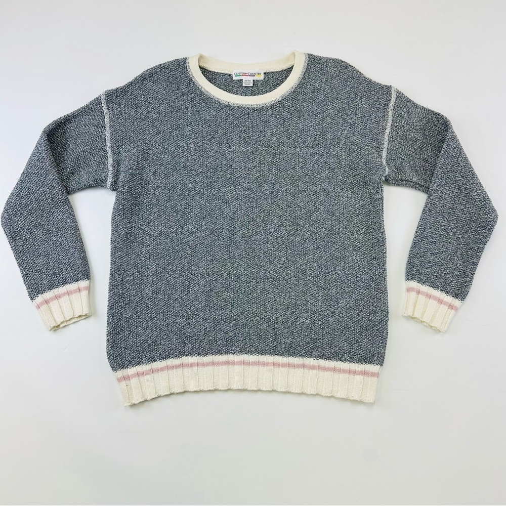 Cotton Country grey marled Cabin crew neck pullover sweater Medium Cabincore